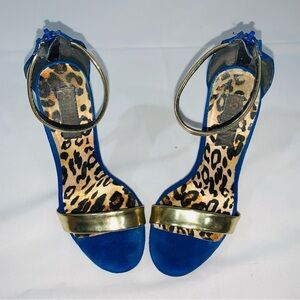 Elegant Blue and Gold Women's Heels